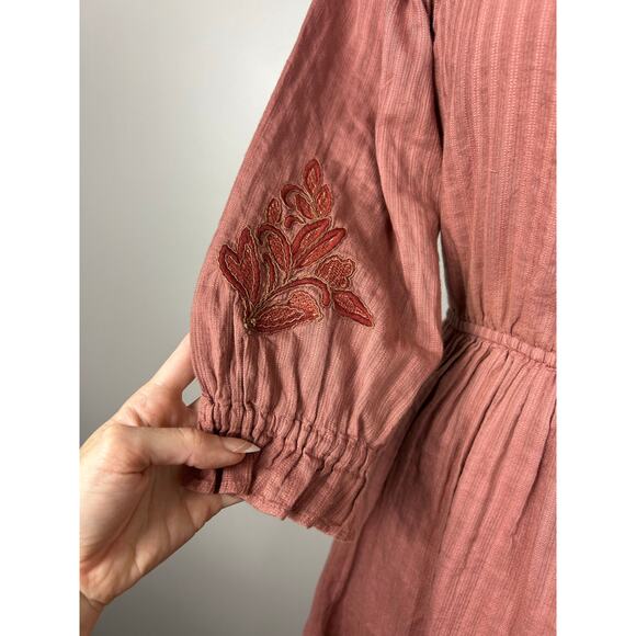 Bohme Embroidered Mini Dress Orange Sz XS Boho Peasant Cottagecore - Picture 6 of 10